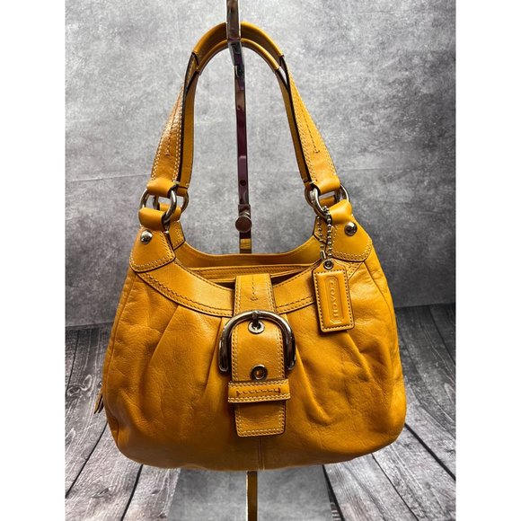Coach Handbags - COACH Soho Lynn Pleated Leather Hobo Honey Mustard Shoulder Bag #F15527